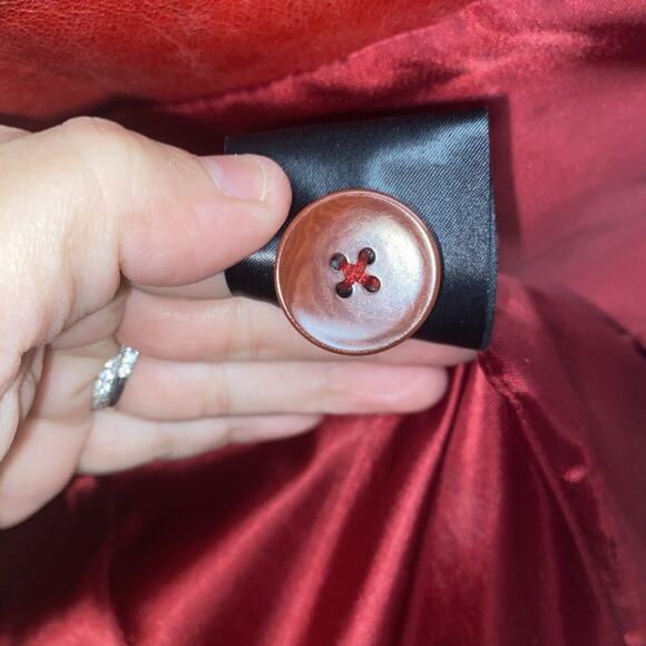 VTG John Carlisle Red Leather Blazer Jacket Womens Small Y2K Distressed Retro - Picture 7 of 10